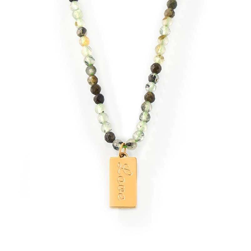 Letter Titanium Steel Charm Beaded Necklace Natural Stone Handmade Party Gift - main