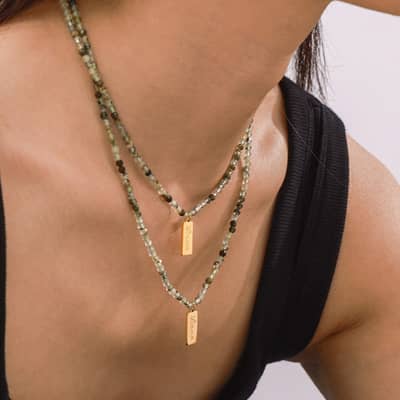 Letter Titanium Steel Charm Beaded Necklace Natural Stone Handmade Party Gift detail 5