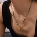 Letter Titanium Steel Charm Beaded Necklace Natural Stone Handmade Party Gift 6