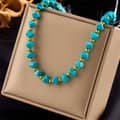 Beaded Necklace Natural Stone Waterproof Stainless Steel 18K Gold PVD Coated 1