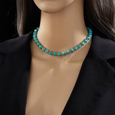 Beaded Necklace Natural Stone Waterproof Stainless Steel 18K Gold PVD Coated detail 4