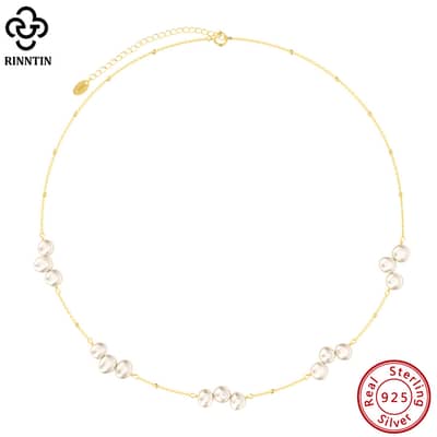 Natural Freshwater Pearl Clavicle Chain Baroque Irregular Original Design Necklace detail 5