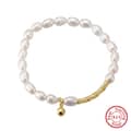 Bamboo Freshwater Pearl Bracelet, 925 Silver 6