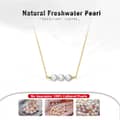 Three Pearl Balance Beam Dangling Beads Pendant 925 Sterling Silver Thin Chain Necklace 14K Gold 2