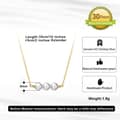 Three Pearl Balance Beam Dangling Beads Pendant 925 Sterling Silver Thin Chain Necklace 14K Gold 3