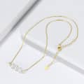 Three Pearl Balance Beam Dangling Beads Pendant 925 Sterling Silver Thin Chain Necklace 14K Gold 5