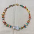 Waterproof Natural Stone Pearl Necklace Handmade Beaded Stainless Steel 2