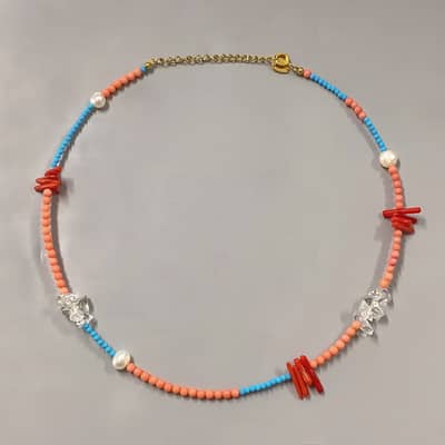 Waterproof Natural Stone Pearl Necklace Handmade Beaded Stainless Steel detail 3