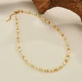 Beaded Necklace Natural Stone Shell Waterproof Titanium Steel Gold PVD Coated 2
