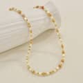 Beaded Necklace Natural Stone Shell Waterproof Titanium Steel Gold PVD Coated 3