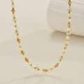 Beaded Necklace Natural Stone Shell Waterproof Titanium Steel Gold PVD Coated 5