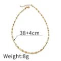 Beaded Necklace Natural Stone Shell Waterproof Titanium Steel Gold PVD Coated 6