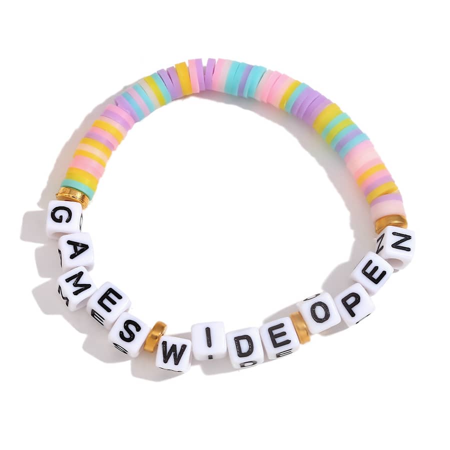 Square Letter Beaded Stainless Steel Bracelet - main