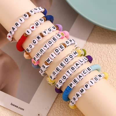 Square Letter Beaded Stainless Steel Bracelet detail 2