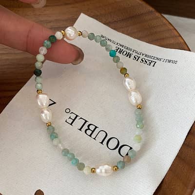 Bohemian Natural Stone Handmade Beaded Stainless Steel Pearl Bracelet detail 4