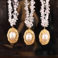 Oval Pearl Pendant Beads Necklace Waterproof Titanium Steel Crystal Stone Handmade Party Gift 1