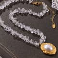 Oval Pearl Pendant Beads Necklace Waterproof Titanium Steel Crystal Stone Handmade Party Gift 3