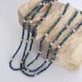 Retro Style Lapis Lazuli Colored Freshwater Pearl Beaded Necklace Handcrafted 2