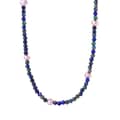 Retro Style Lapis Lazuli Colored Freshwater Pearl Beaded Necklace Handcrafted 5
