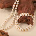 Beaded Necklace Bracelet Set Natural Shell Beads Waterproof Titanium Steel 1