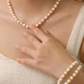 Beaded Necklace Bracelet Set Natural Shell Beads Waterproof Titanium Steel 2