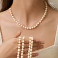 Beaded Necklace Bracelet Set Natural Shell Beads Waterproof Titanium Steel 4