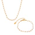 Beaded Necklace Bracelet Set Natural Shell Beads Waterproof Titanium Steel 5