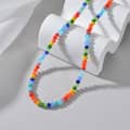 Beaded Necklace Bracelet Set Colorful Stone Beads Stretch Bracelet Waterproof 4