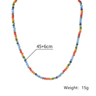 Beaded Necklace Bracelet Set Colorful Stone Beads Stretch Bracelet Waterproof detail 6