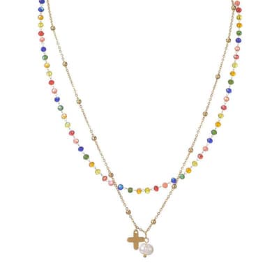 Beaded Necklace Colorful Beads Waterproof Titanium Steel Freshwater Pearl New Style detail 1