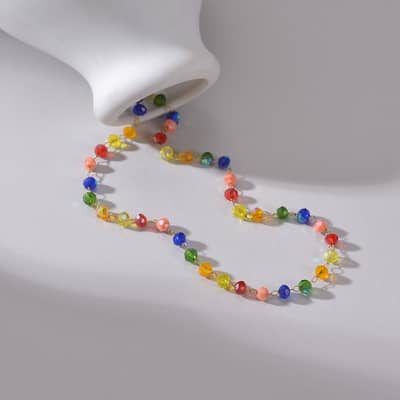 Beaded Necklace Colorful Beads Waterproof Titanium Steel Freshwater Pearl New Style detail 4