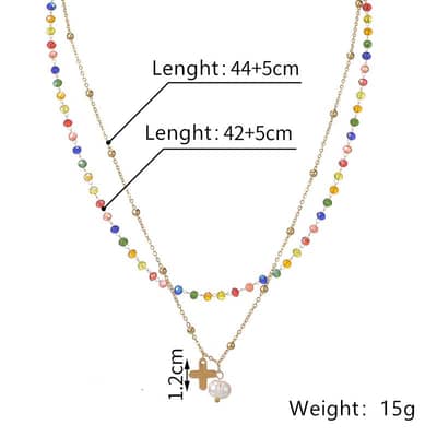 Beaded Necklace Colorful Beads Waterproof Titanium Steel Freshwater Pearl New Style detail 6