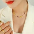 Natural Stone Handmade Beaded Necklace 18K PVD Coated Stainless Steel Pearl 4