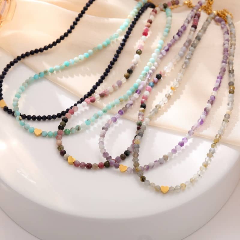 Ins Style Natural Stone Stainless Steel Necklace 18K Elegant Handmade Beaded Gift - main