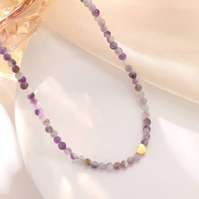 Ins Style Natural Stone Stainless Steel Necklace 18K Elegant Handmade Beaded Gift detail 3