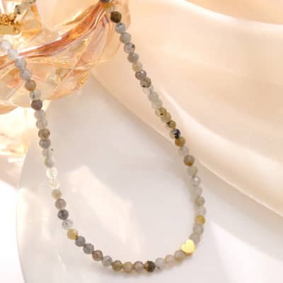 Ins Style Natural Stone Stainless Steel Necklace 18K Elegant Handmade Beaded Gift detail 4