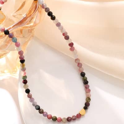 Ins Style Natural Stone Stainless Steel Necklace 18K Elegant Handmade Beaded Gift detail 5