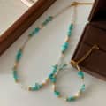 Natural Stone Handmade Beaded Stainless Steel Necklace Pearl 2