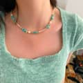 Natural Stone Handmade Beaded Stainless Steel Necklace Pearl 6