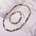 Handmade Jewelry Set Bohemian Style Freshwater Pearl Natural Stone Beads Necklace Bracelet 2