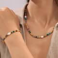 Handmade Jewelry Set Bohemian Style Freshwater Pearl Natural Stone Beads Necklace Bracelet 6