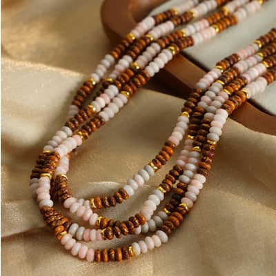 Ins Style Natural Stone Beads Necklace Handmade Design Stainless Steel detail 2