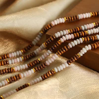 Ins Style Natural Stone Beads Necklace Handmade Design Stainless Steel detail 3