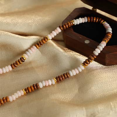 Ins Style Natural Stone Beads Necklace Handmade Design Stainless Steel detail 5