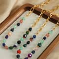 Geometric Natural Stone Stainless Steel Necklace Handmade Beaded 18K PVD Coated 2