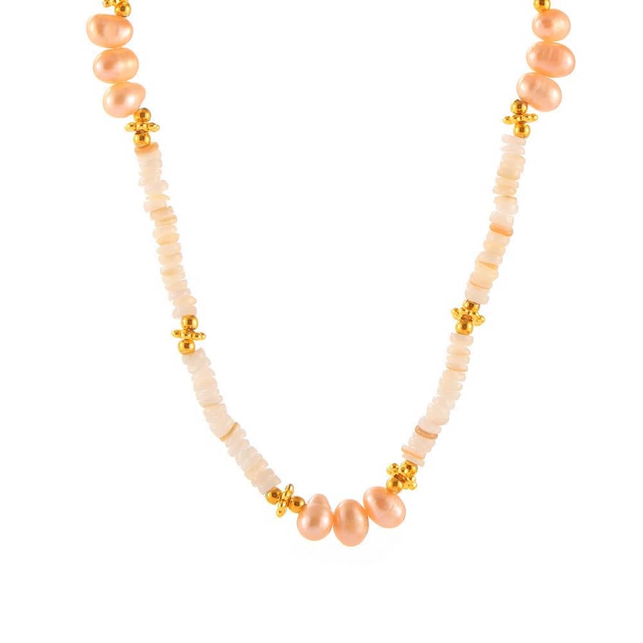 Natural Freshwater Pearl Stainless Steel Necklace Handmade Beaded Natural Stone - main
