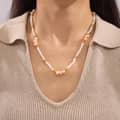 Natural Freshwater Pearl Stainless Steel Necklace Handmade Beaded Natural Stone 4