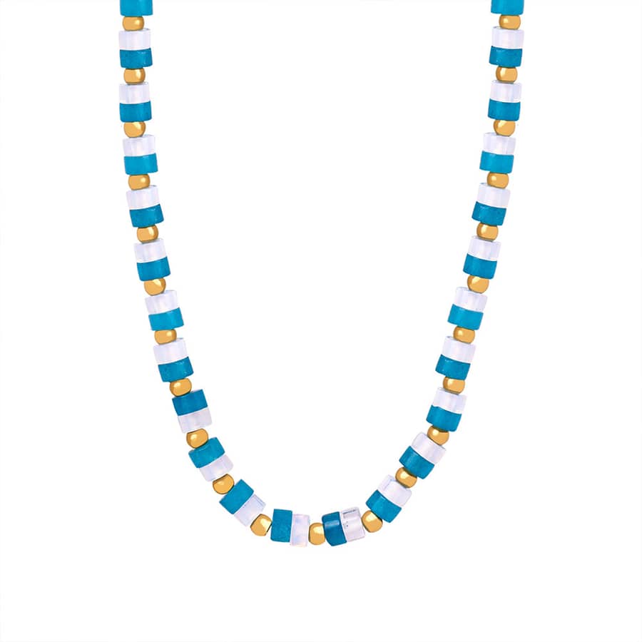 Elegant Natural Stone Stainless Steel Necklace Handmade Beaded New Style Waterproof - main