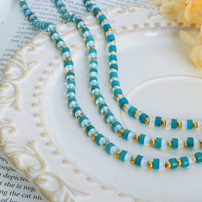 Elegant Natural Stone Stainless Steel Necklace Handmade Beaded New Style Waterproof detail 4
