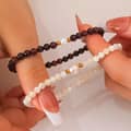 Natural Stone Handmade Beaded Stainless Steel Pearl Bracelet, 18K Waterproof 2